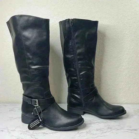 Style & Co Marliee Womens Faux Leather Wide Calf Motorcycle Boots Size 7M WC - Picture 6 of 10